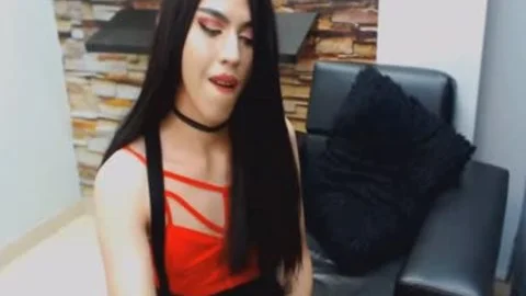 pretty tranny In Red Hard Jacking