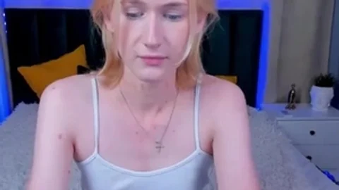19yo blond Russian ladyboy cutie Sucks sextoy On web camera