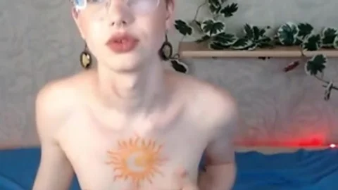 Short Haired Russian teen shemale In Glasses Webcams Solo